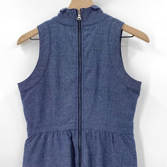 Anthropologie Blue Chambray Denim Sleeveless Cowl Neck Mini Dress Size Small - Picture 7 of 11